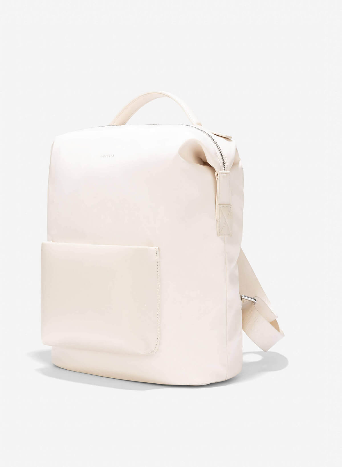 Leather Trim Parachute Fabric Backpack - BAK 0207 - Cream - vascara.com