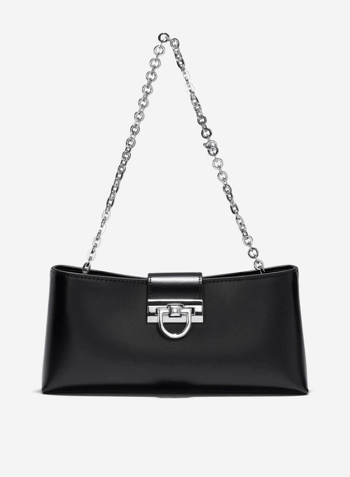 Metal Buckle Fold-Over Clutch - CLT 0120 - Black - vascara.com