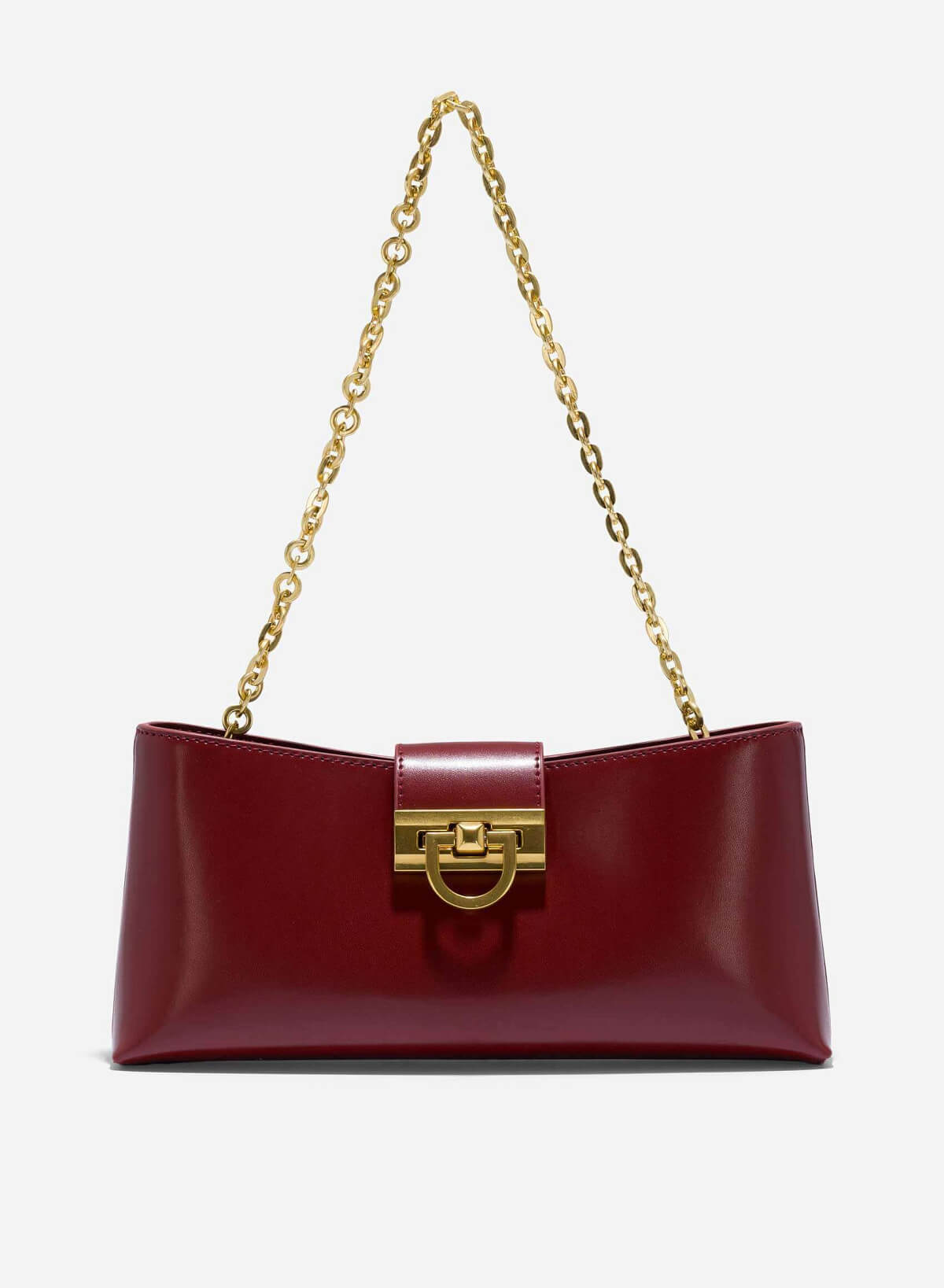 Metal Buckle Fold-Over Clutch - CLT 0120 - Bordeaux - vascara.com