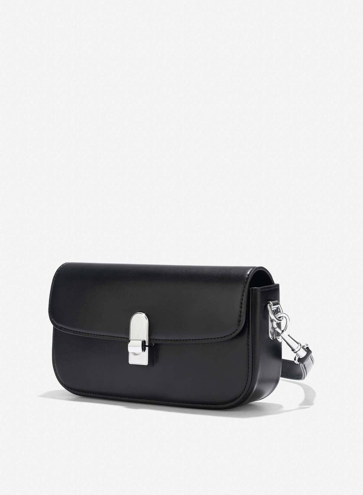 Metal Clasp Handbag - MES 0254 - Black - vascara.com