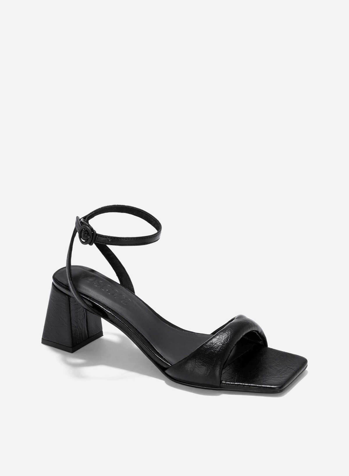 Padded Strap Square-Toe Sandals - PUM 0785 - Black - vascara.com