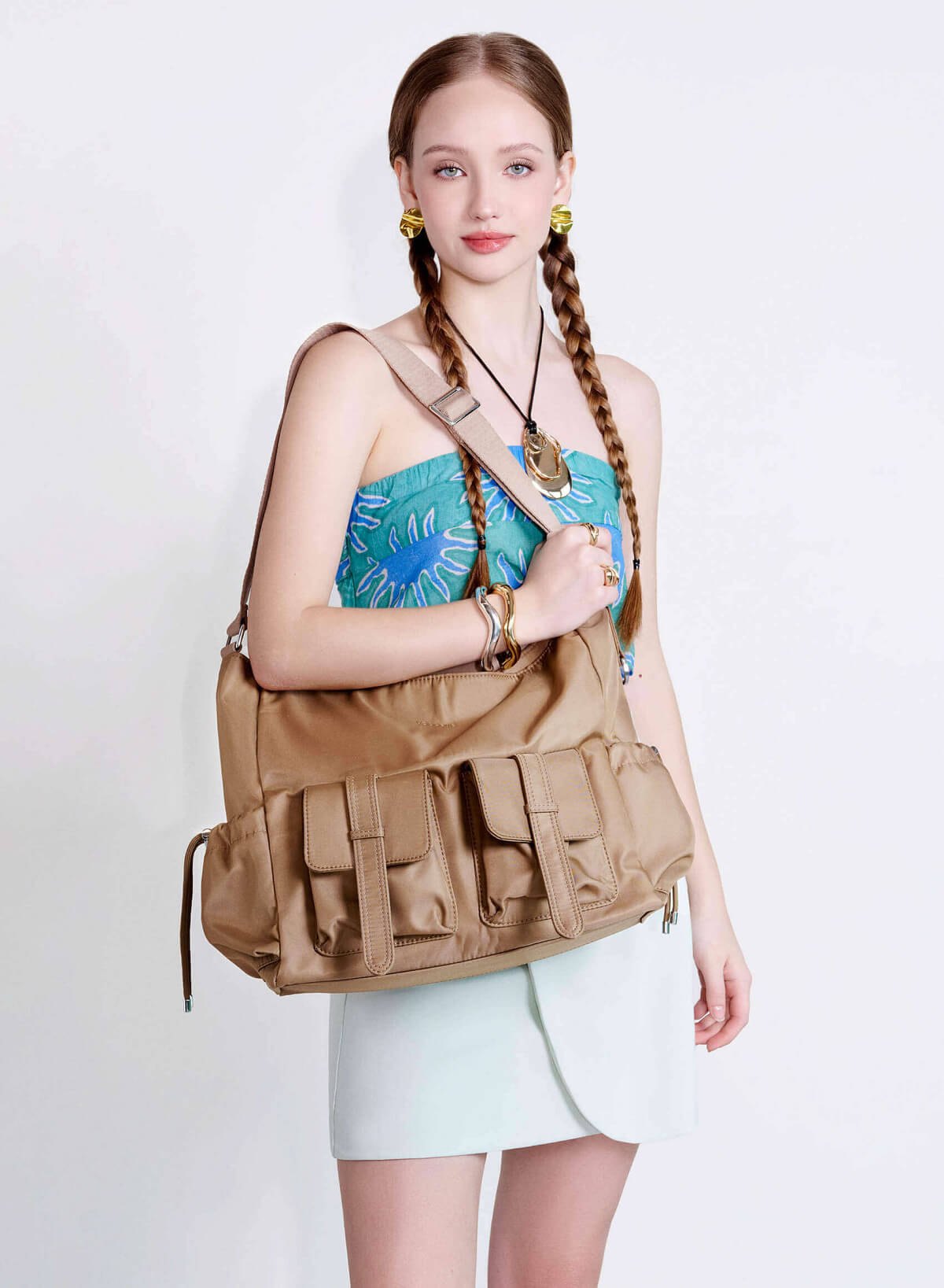 Parachute Fabric Tote Bag - TTE 0158 - Dark Beige - vascara.com