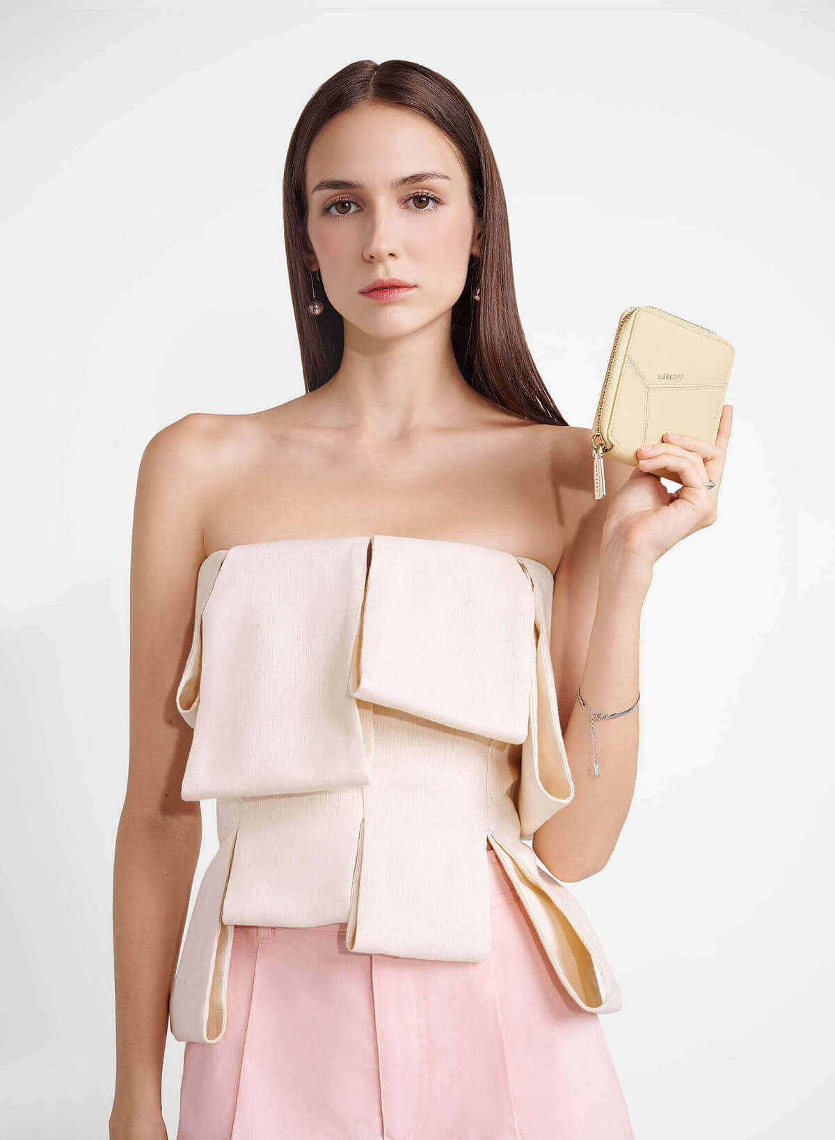 Patchwork Style Mini Wallet - WLL 0285 - Light Yellow - vascara.com