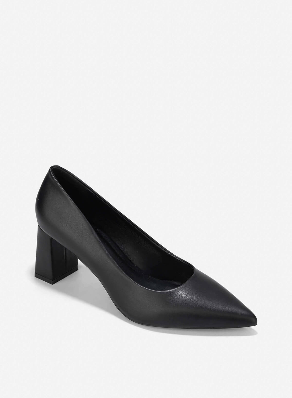 Pointed Toe Block Heel Pumps - HIG 0663 - Black - vascara.com