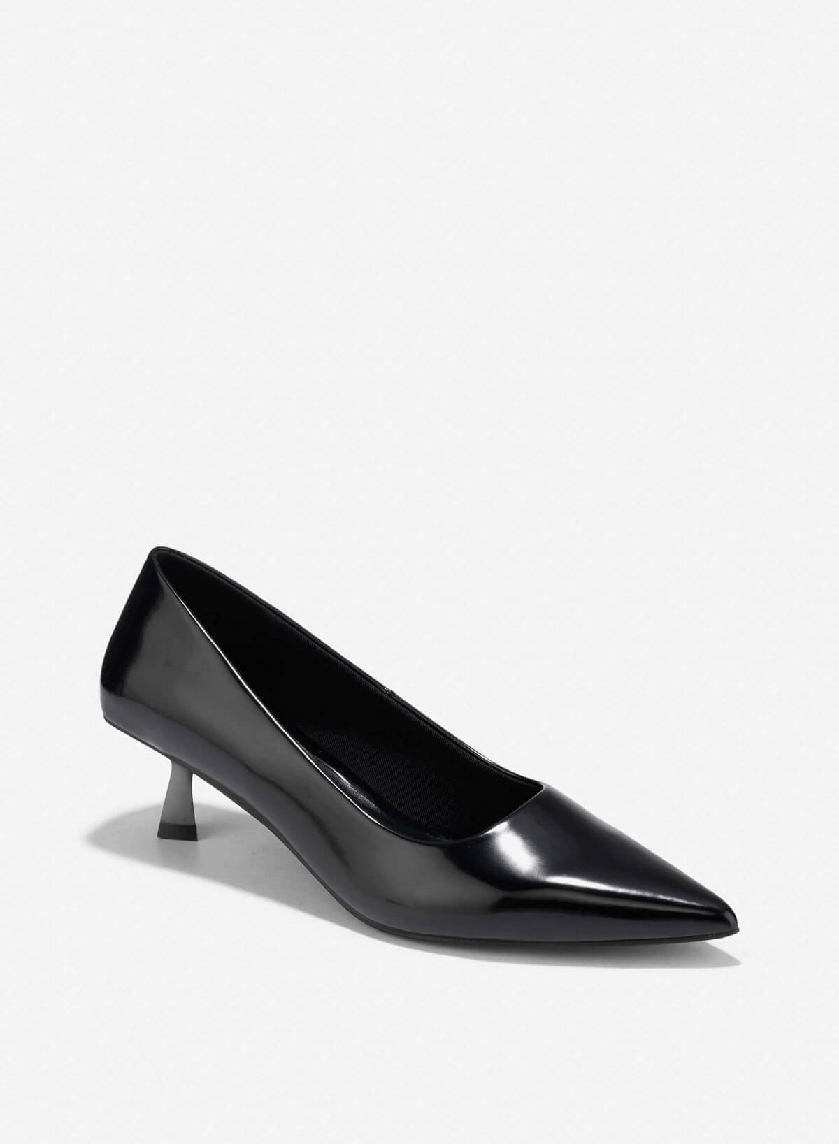 Pointed Toe Kitten Heel Pumps - HIG 0666 - Black - vascara.com