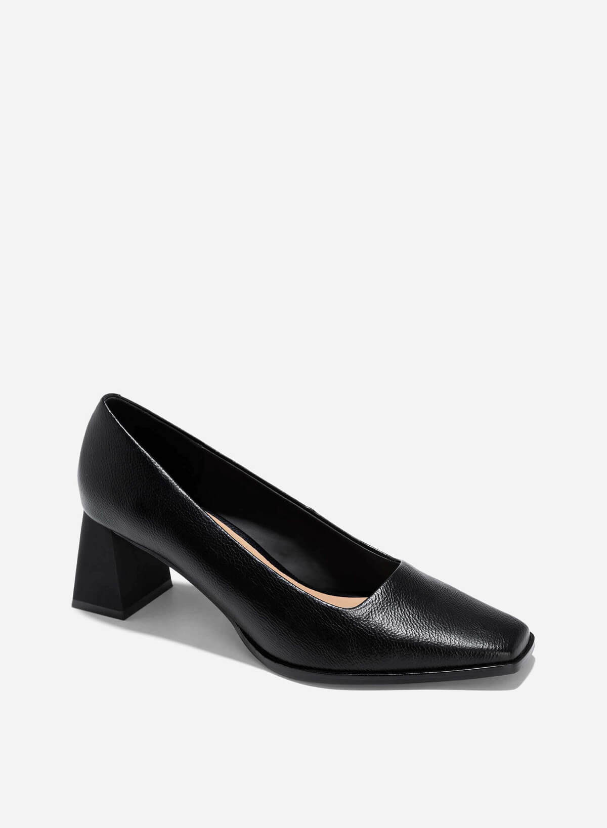 Square-Toe Block Heel Pumps - HIG 0656 - Black - vascara.com