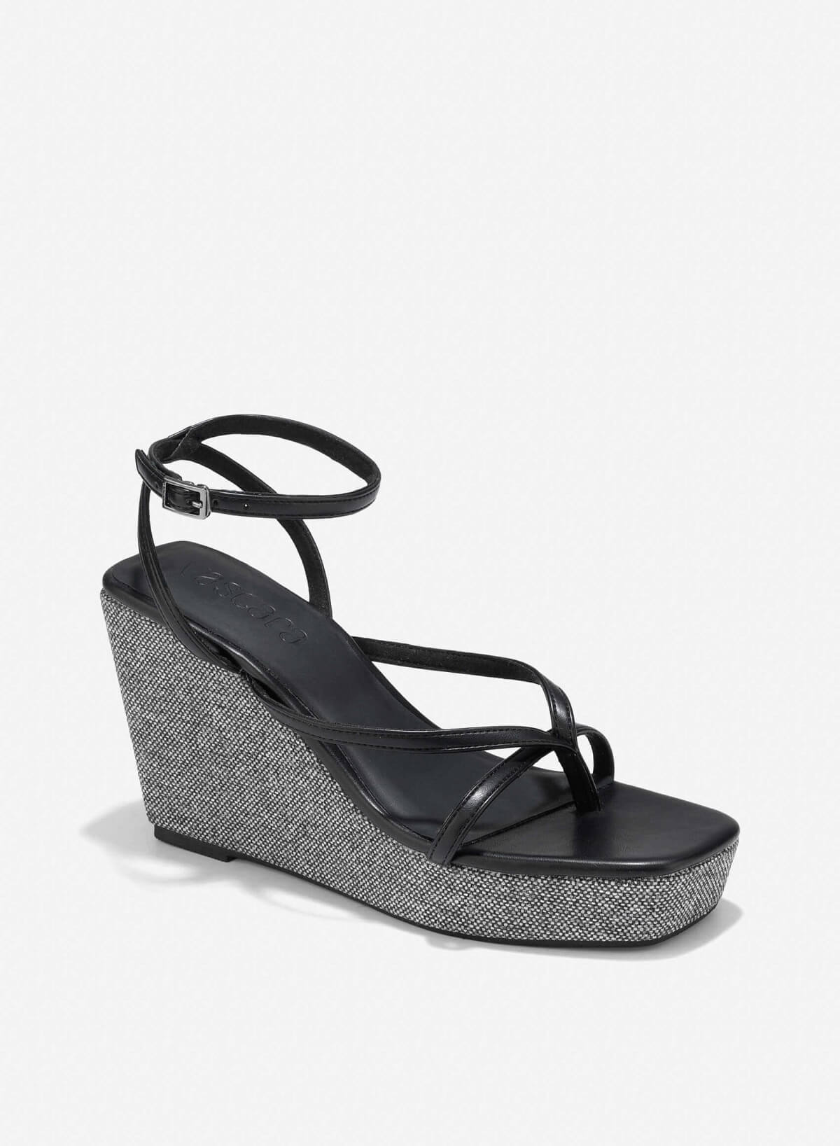 Wedge Heel Sandals - PLA 0447 - Black - vascara.com