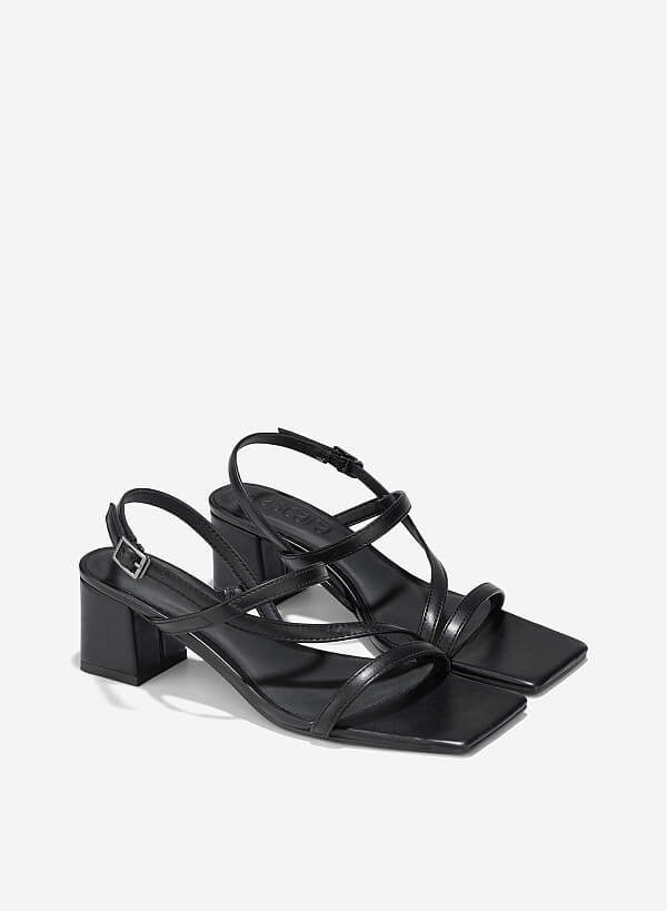 Giày strappy sandal gót trụ - SDN 0797 - Màu đen - VASCARA