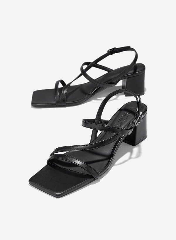 Giày strappy sandal gót trụ - SDN 0797 - Màu đen - VASCARA