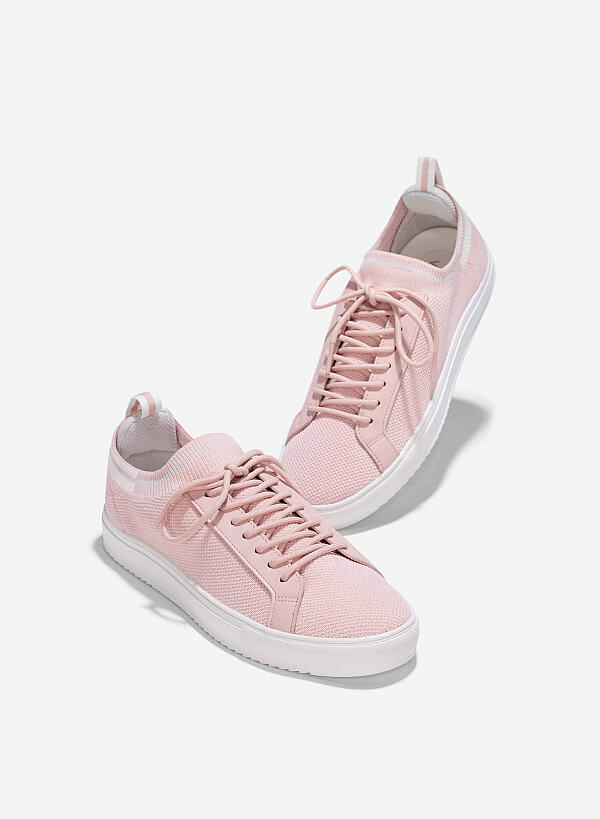 Giày sneaker vải knit - SNK 0068 - Màu hồng - VASCARA
