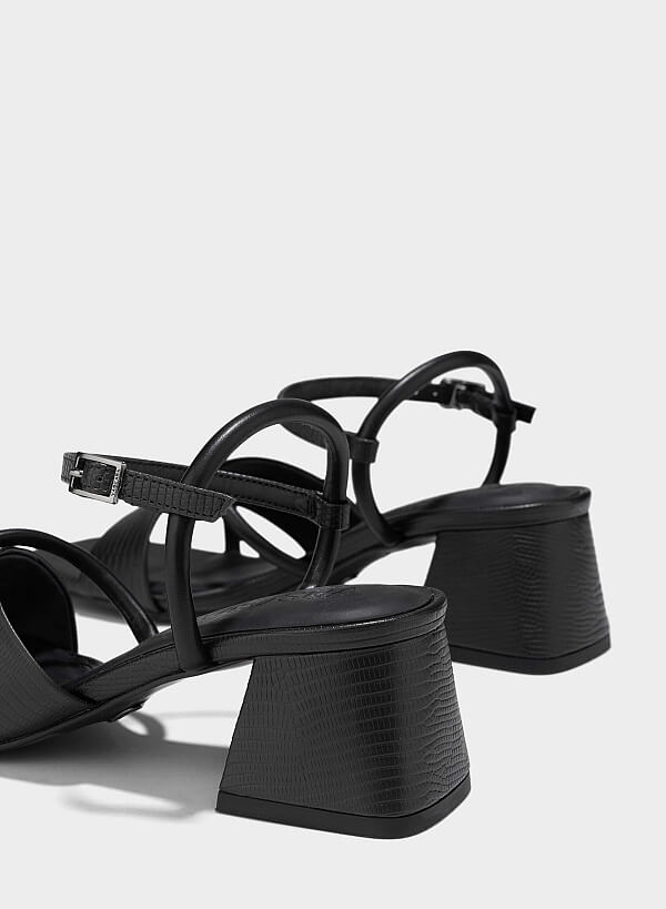 Giày sandals phối vân kỳ đà - SDN 0792 - Màu đen - VASCARA