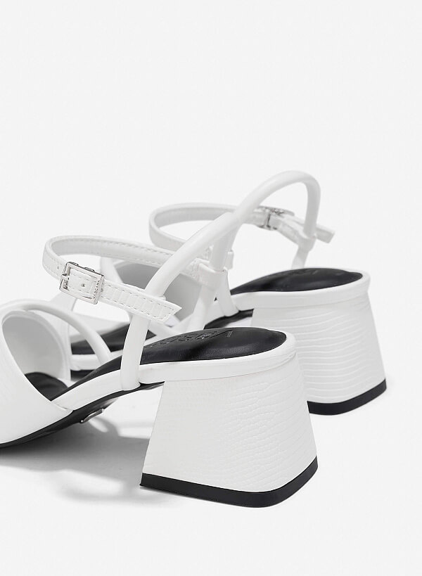Giày sandals phối vân kỳ đà - SDN 0792 - Màu trắng - VASCARA