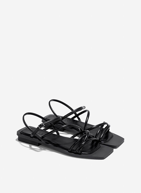 Giày strappy sandals quai ống - SDK 0344 - Màu đen - VASCARA