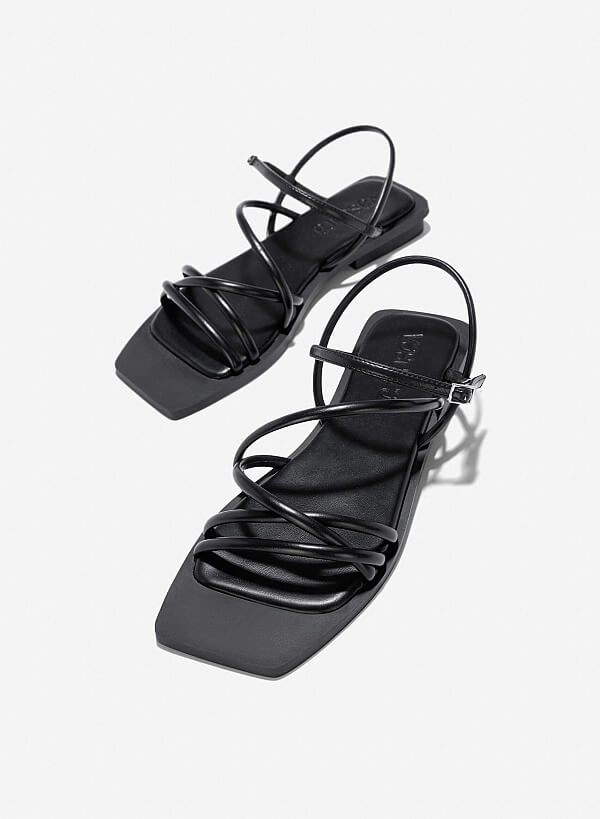 Giày strappy sandals quai ống - SDK 0344 - Màu đen - VASCARA