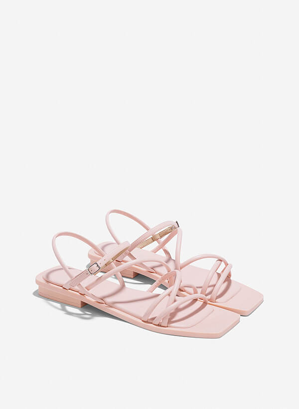 Giày strappy sandals quai ống - SDK 0344 - Màu hồng nhạt - VASCARA