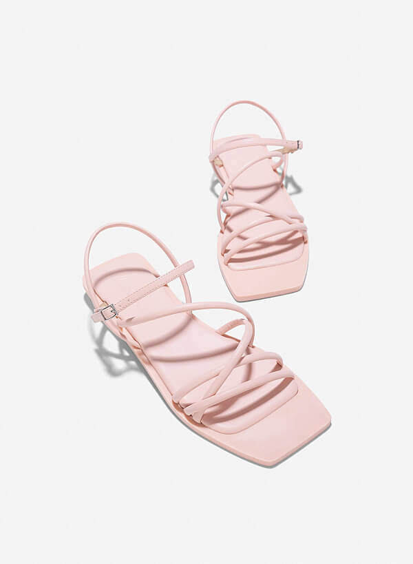 Giày strappy sandals quai ống - SDK 0344 - Màu hồng nhạt - VASCARA