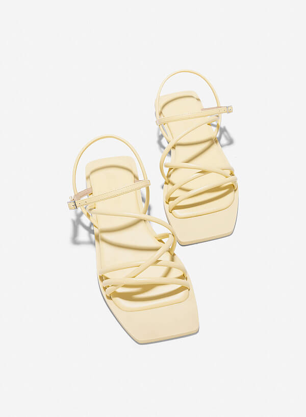 Giày strappy sandals quai ống - SDK 0344 - Màu vàng chanh - VASCARA