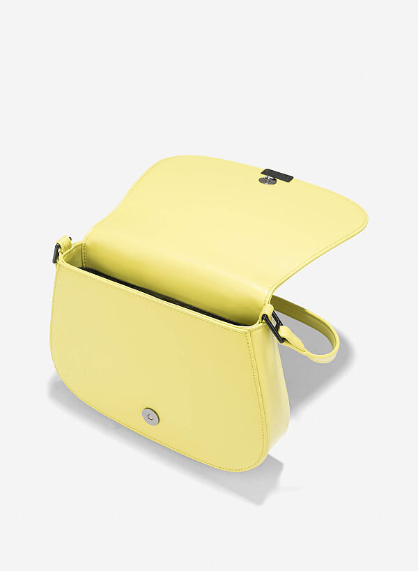 Túi saddle nắp gập nhấn khóa trang trí - SHO 0252 - Màu xanh lá sáng - VASCARA