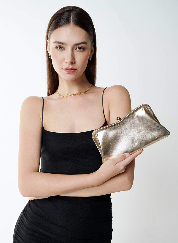 Clutch đi tiệc hiệu ứng metallic - CLU 0133 - Màu vàng kim - VASCARA