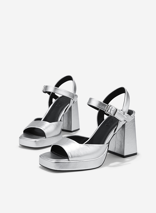 Giày platform sandals - SDN 0807 - Màu bạc - VASCARA