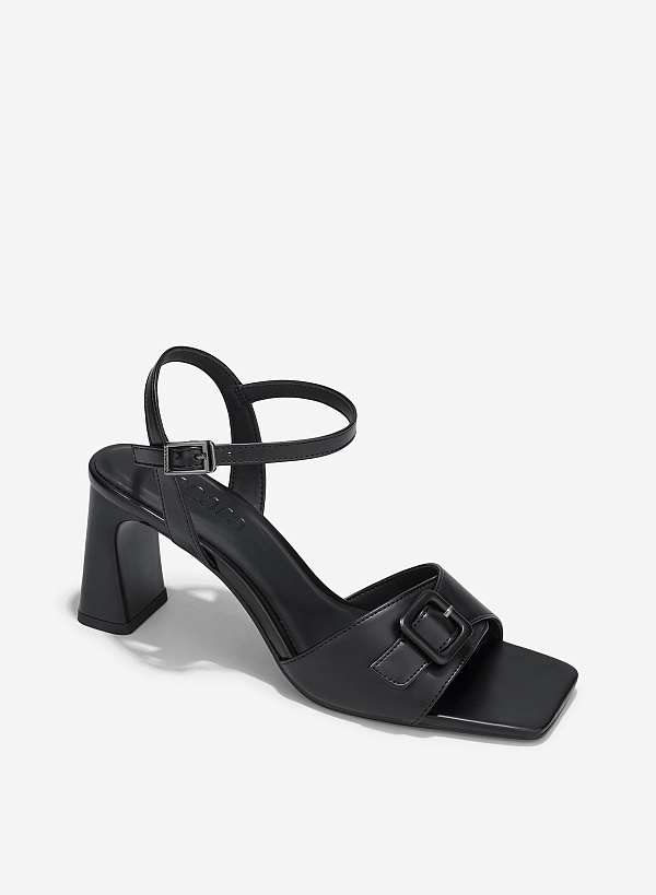 Giày sandals basic nhấn buckle - SDN 0799 - Màu đen - VASCARA