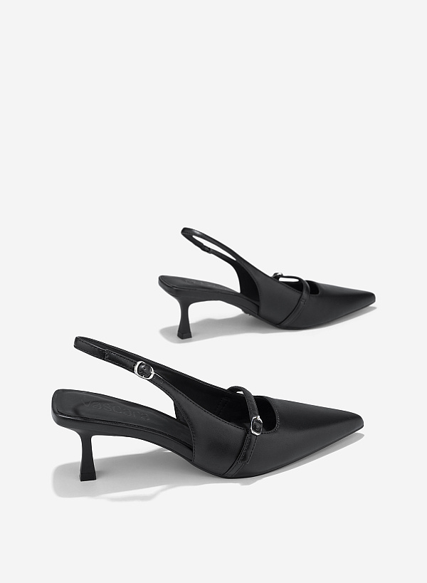 Giày bít mũi slingback nhấn quai buckle - BMN 0702 - Màu đen - VASCARA