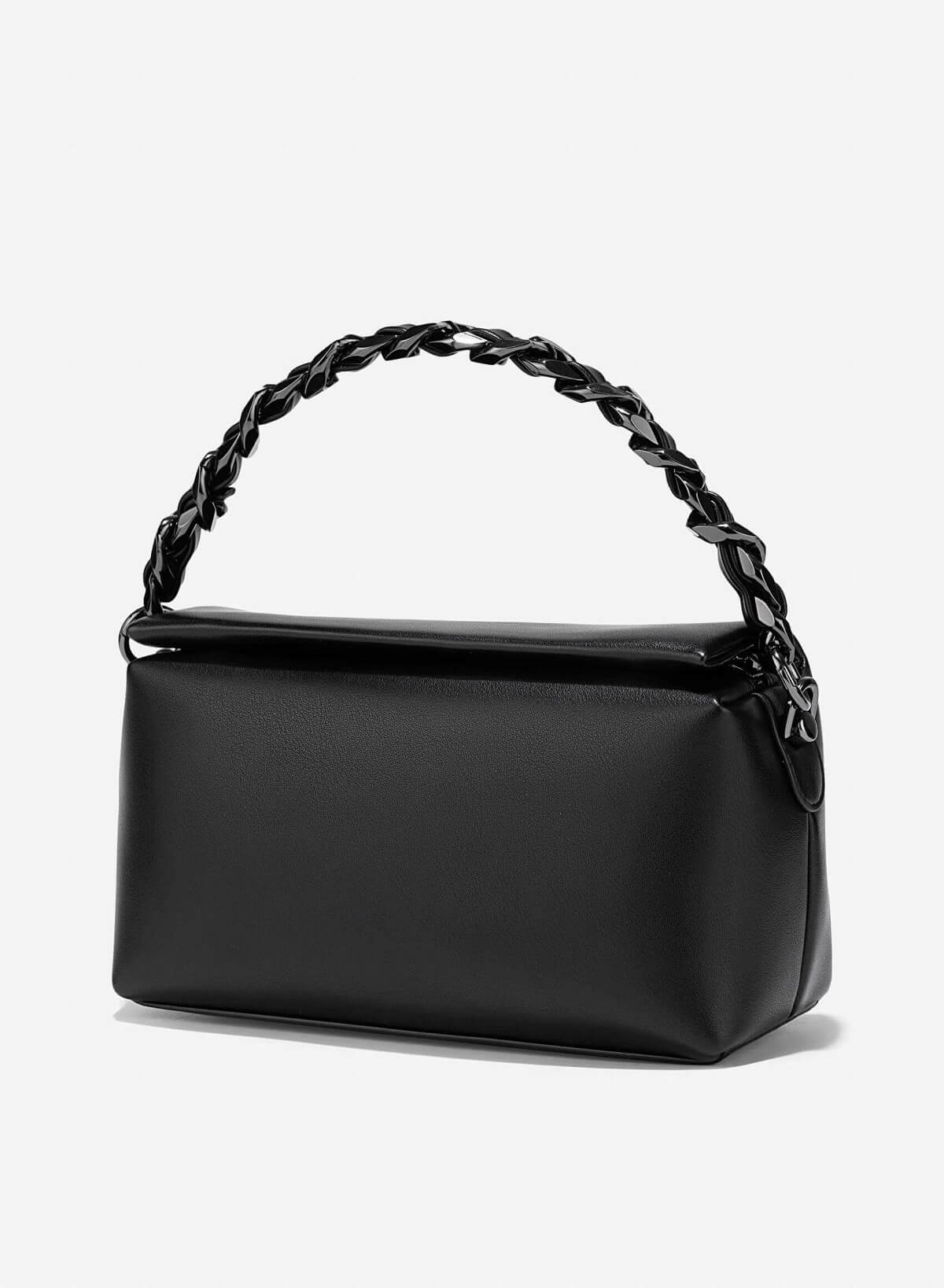 Chain Décor Strap Box Bag - MES 0260 - Black - vascara.com