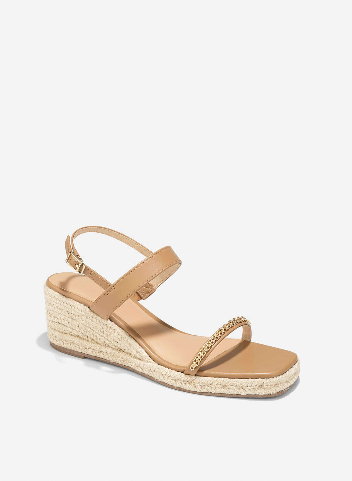 Chain Strap Wedge Sandal - PLA 0448 - Light Brown - vascara.com