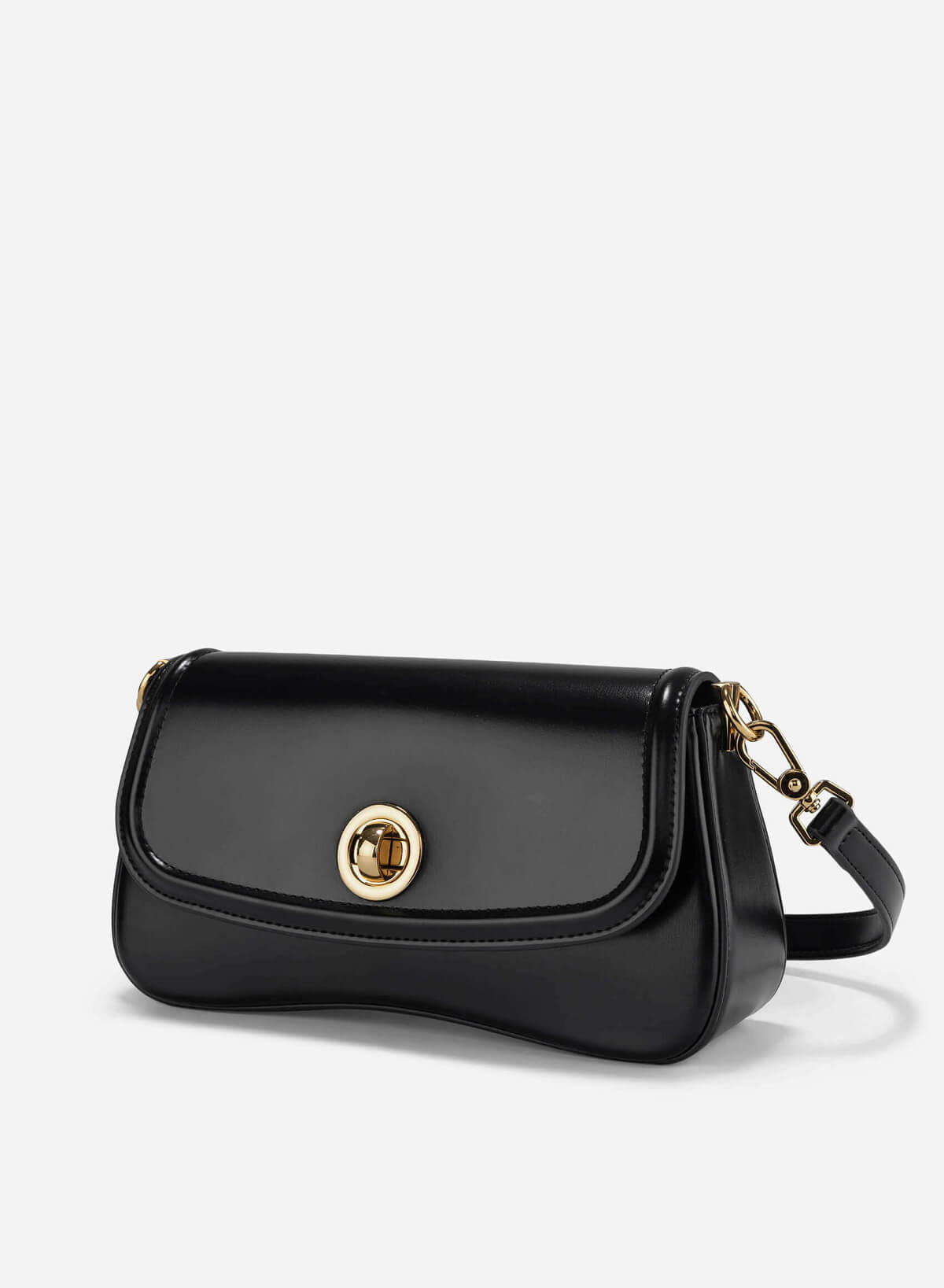 Classic Lock Bombe Trim Shoulder Bag - MES 0245 - Black - vascara.com