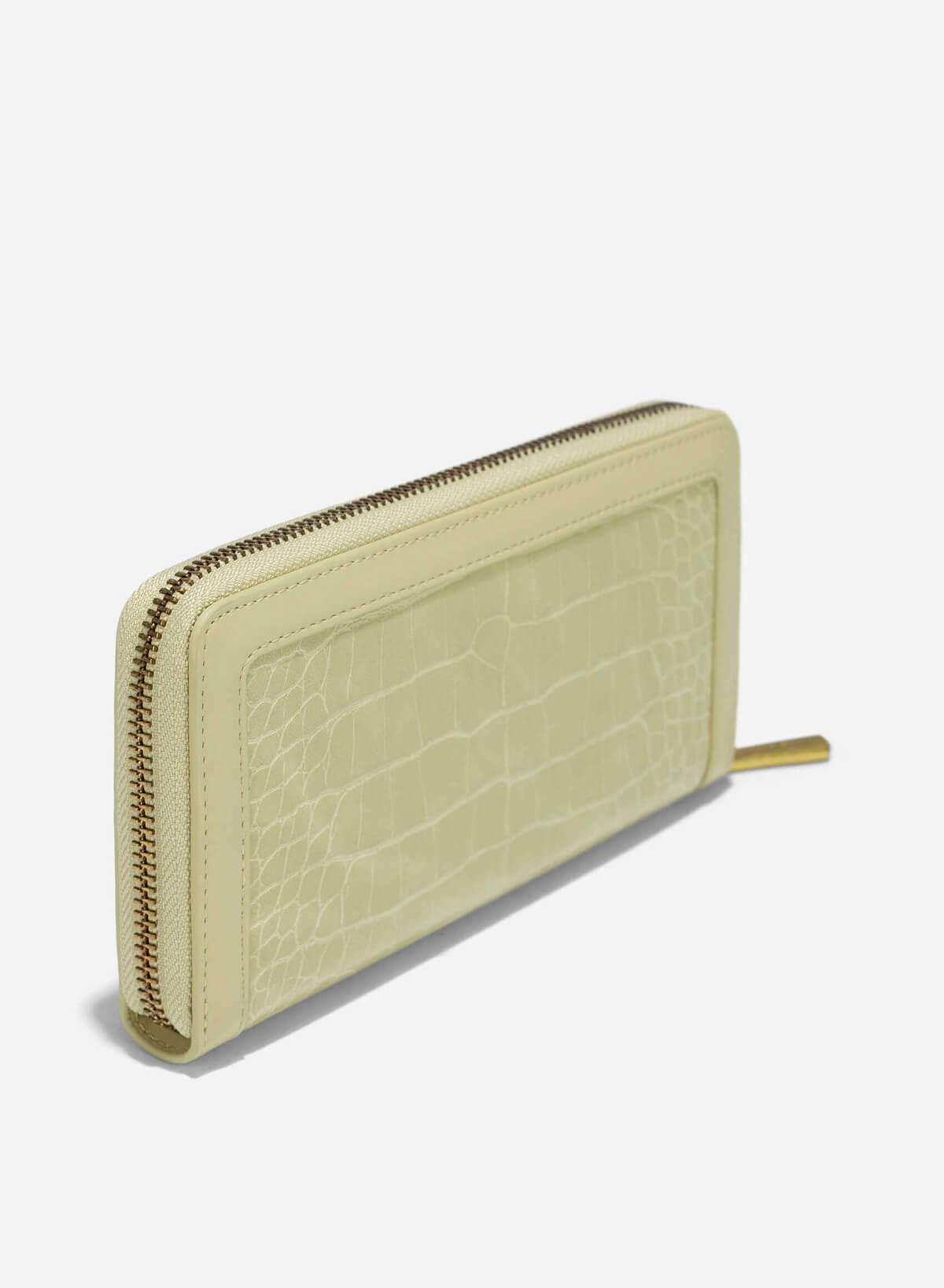 Crocodile Pattern Zip-Around Handheld Wallet - WLL 0302 - Light Green - vascara.com