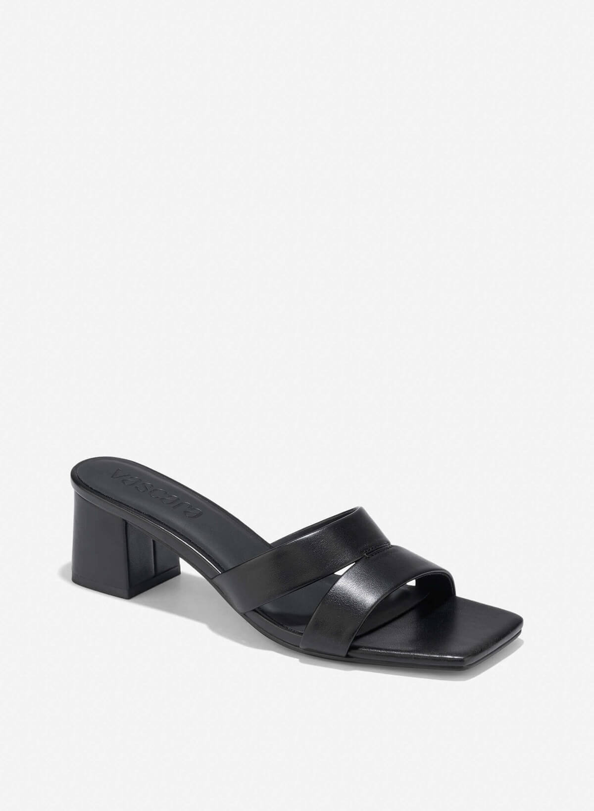 Cut-Out Strap Square Toe Mules - MUL 0213 - Black - vascara.com