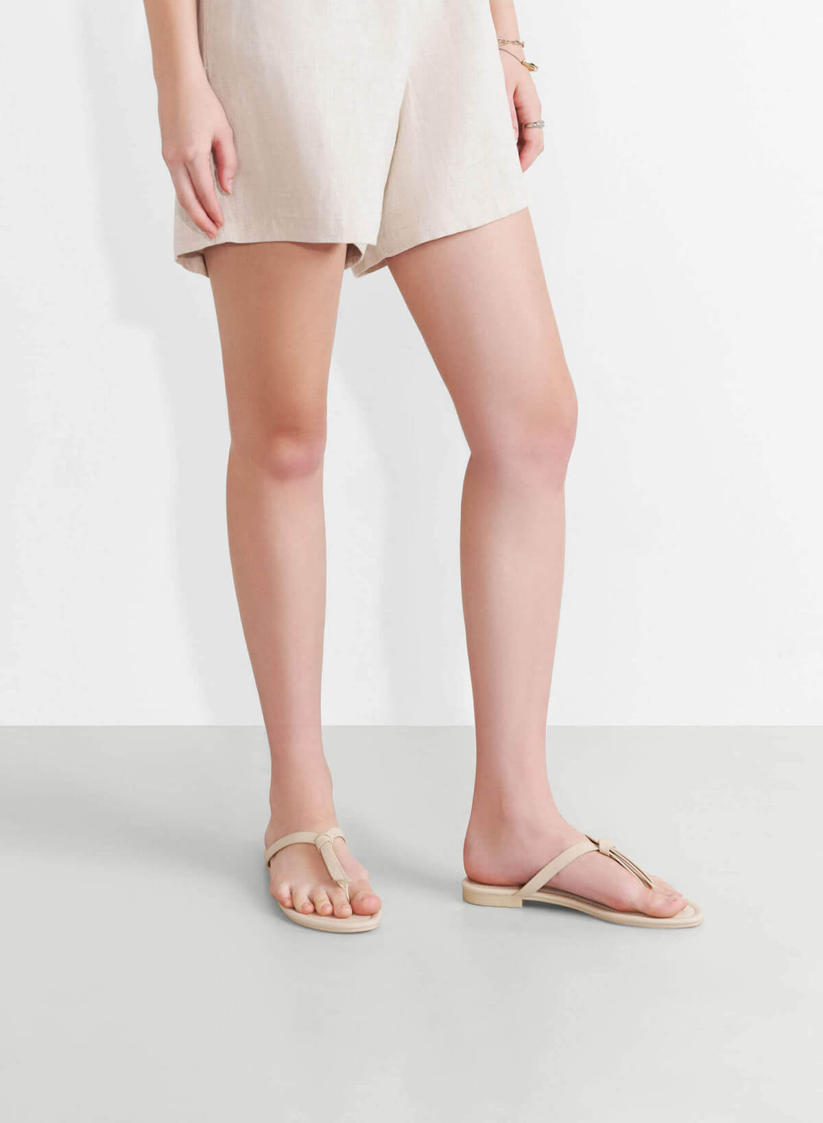 Knotted Thong Sandals - FLI 0200 - Cream - vascara.com