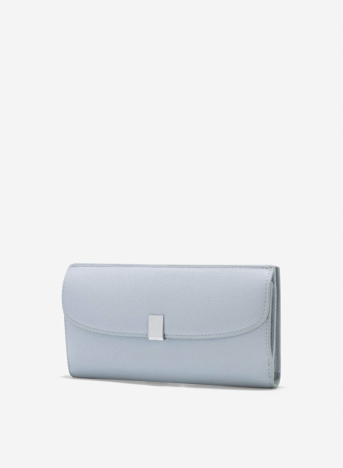 Metal Clasp Round Flap Handheld Wallet - WLL 0281 - Light Blue - vascara.com