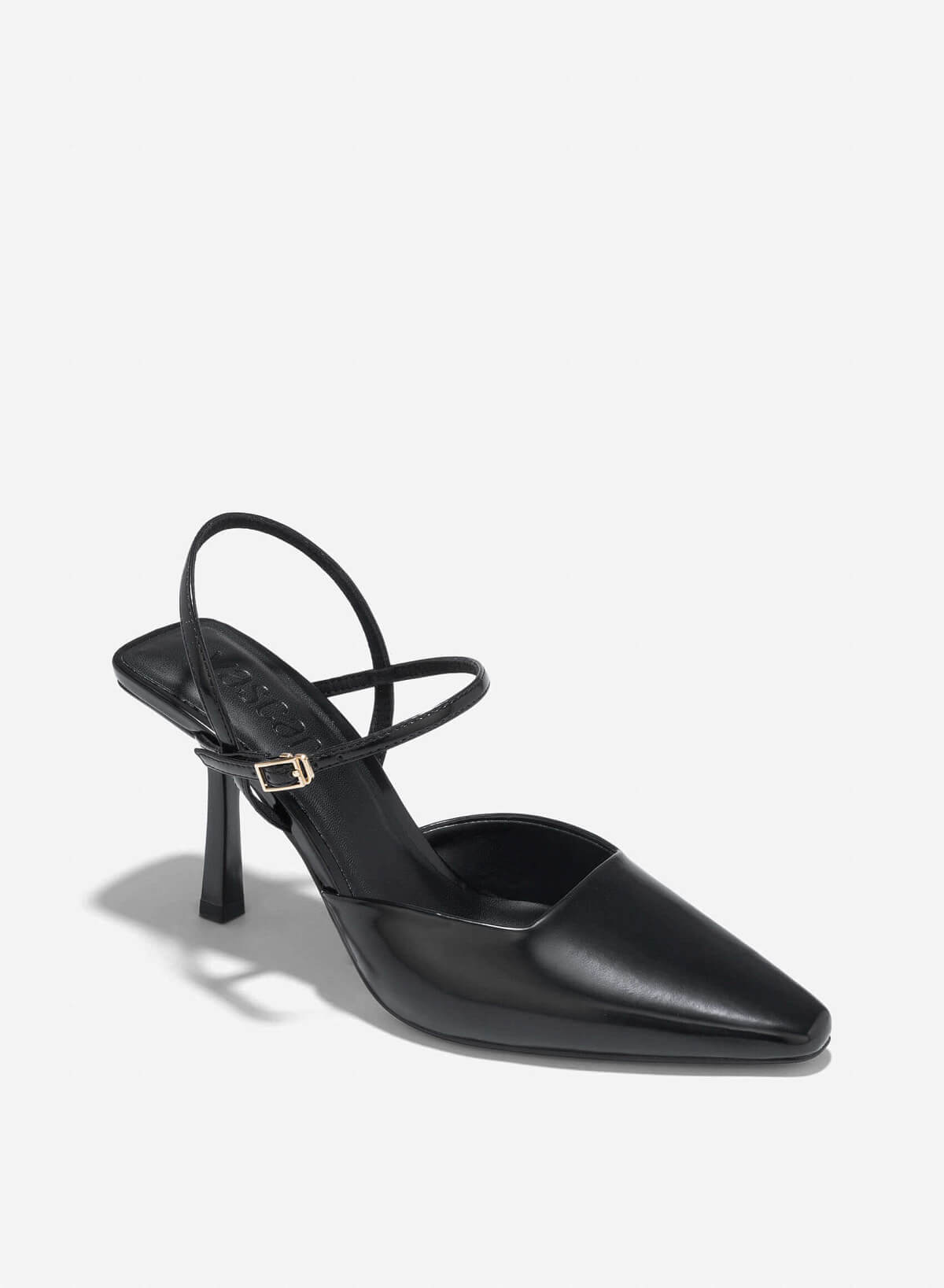 Pointed Toe Ankle Strap Pumps - HIG 0664 - Black - vascara.com