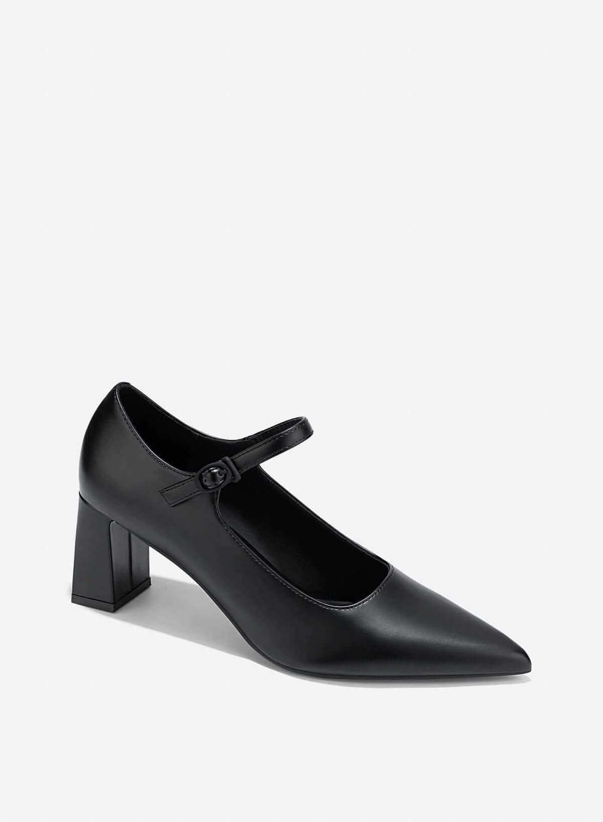 Pointed Toe Mary Janes - HIG 0677 - Black - vascara.com