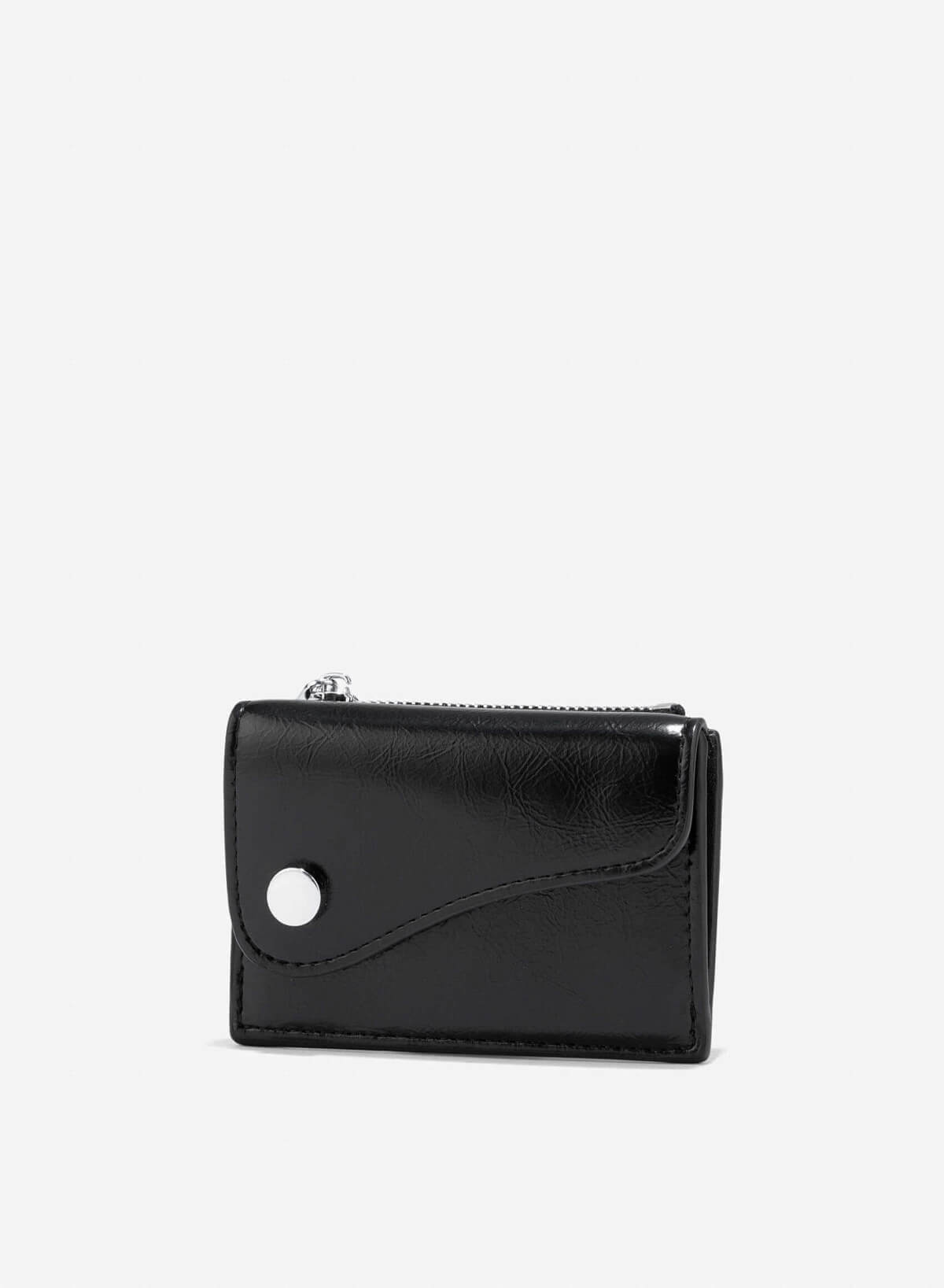 Stylized Saddle Mini Flap Wallet - WLL 0306 - Black - vascara.com