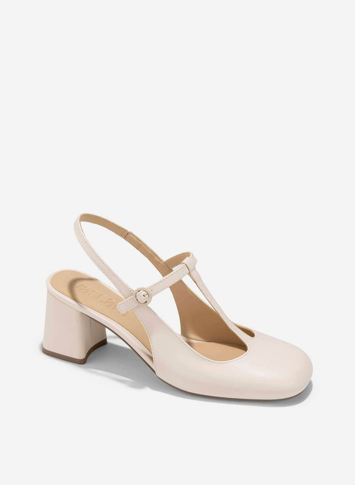 T-Strap Slingbacks - HIG 0676 - Cream - vascara.com