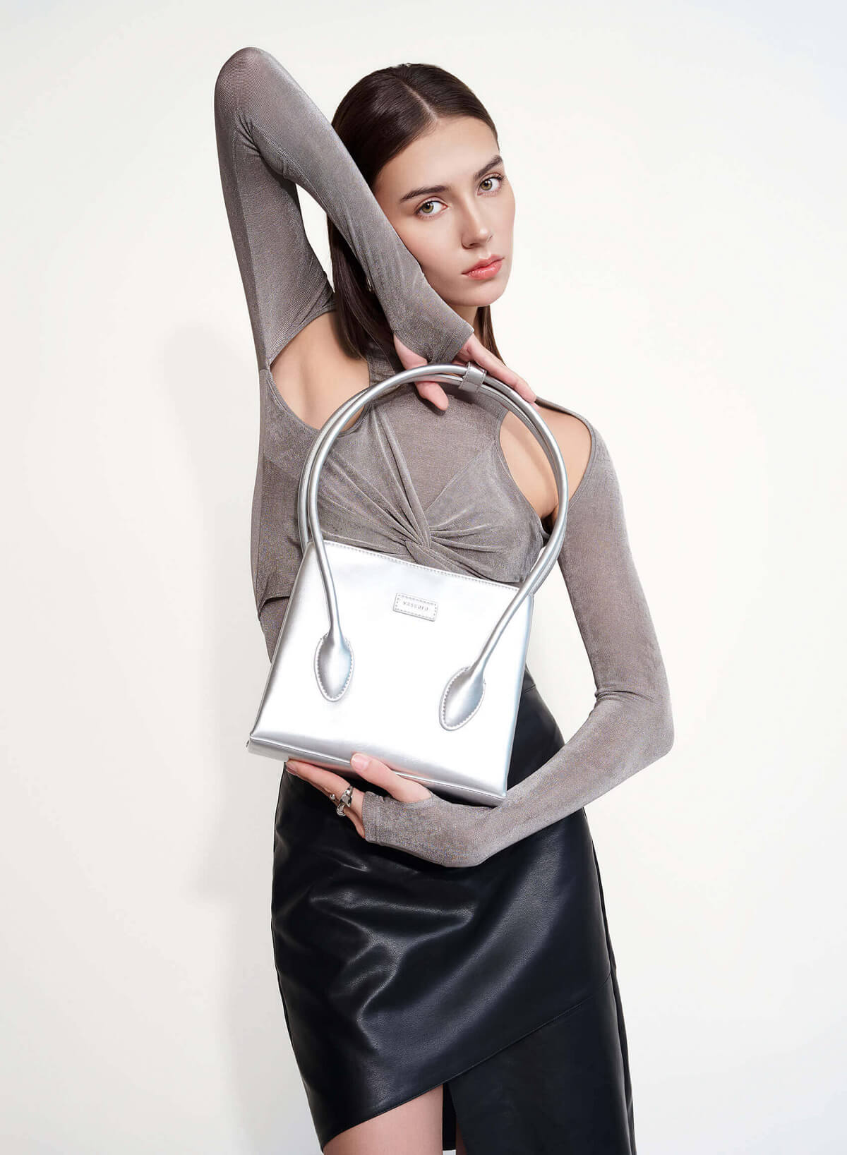 Tubular Strap Shoulder Bag - SAC 0329 - Silver - vascara.com