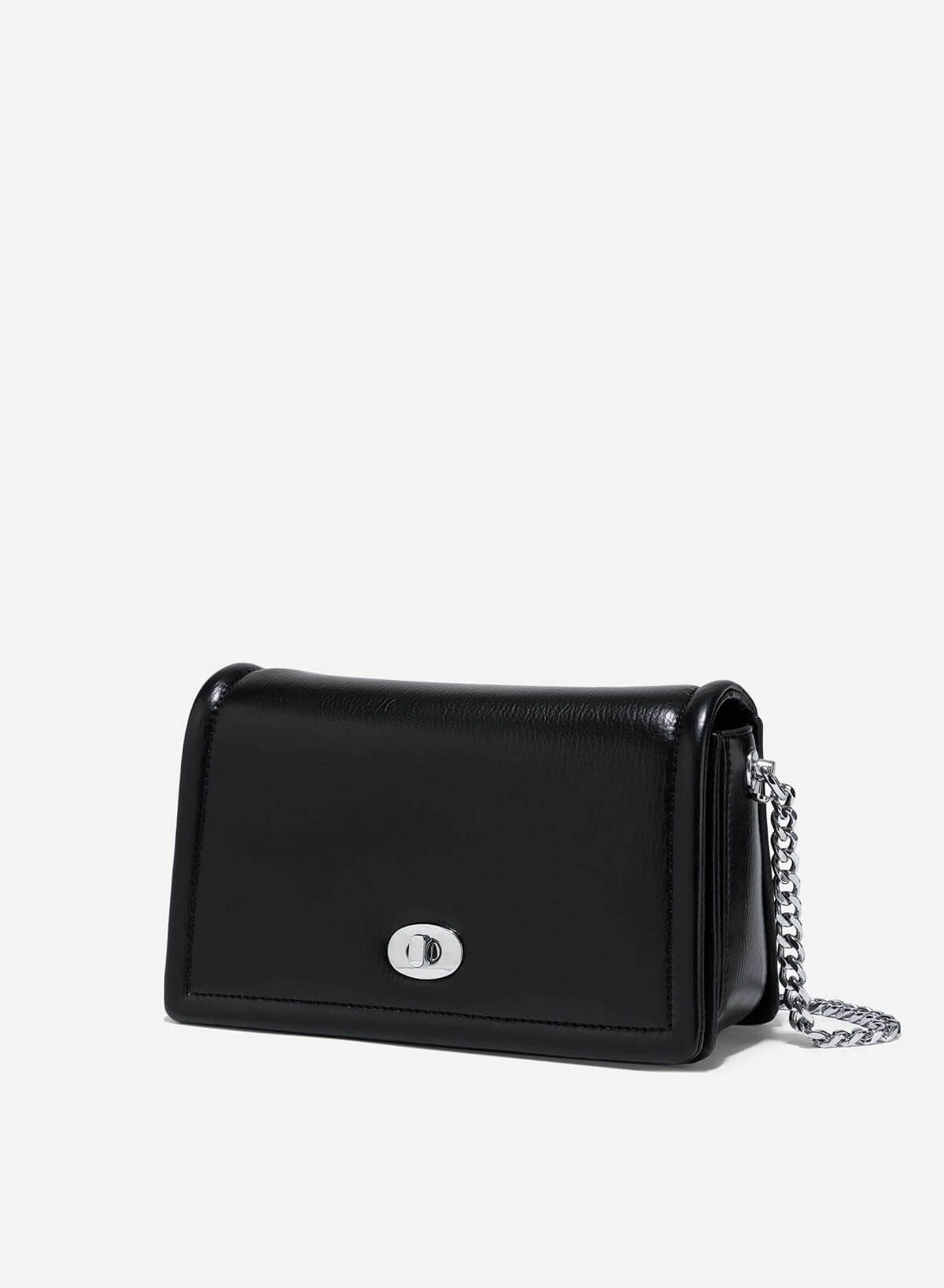 Twist Lock Flap Shoulder Bag - MES 0259 - Black - vascara.com