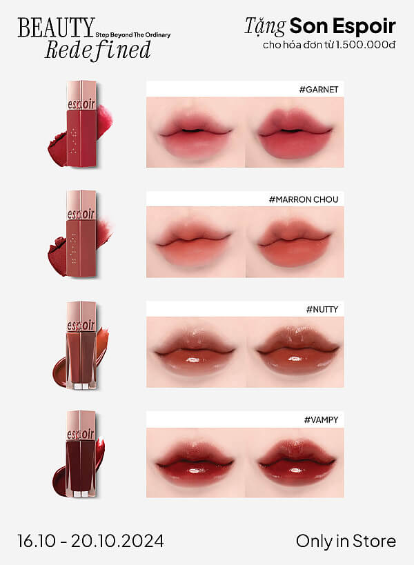 Son kem lì/son tint bóng Espoir Couture Lip Tint