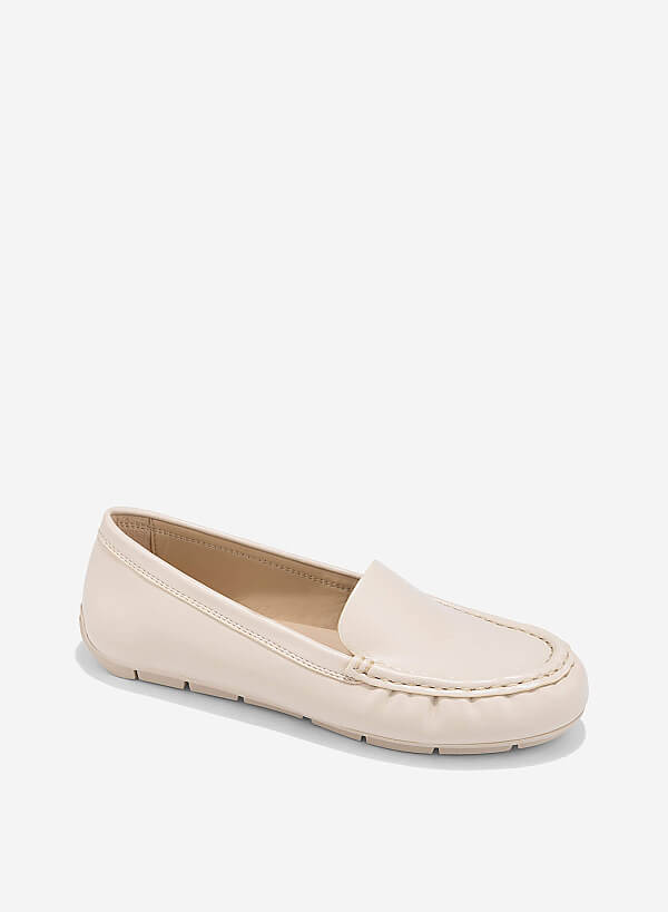 Giày moccasin basic - MOI 0109 - Màu kem - VASCARA