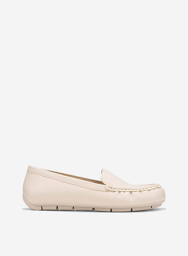 Giày moccasin basic - MOI 0109 - Màu kem - VASCARA