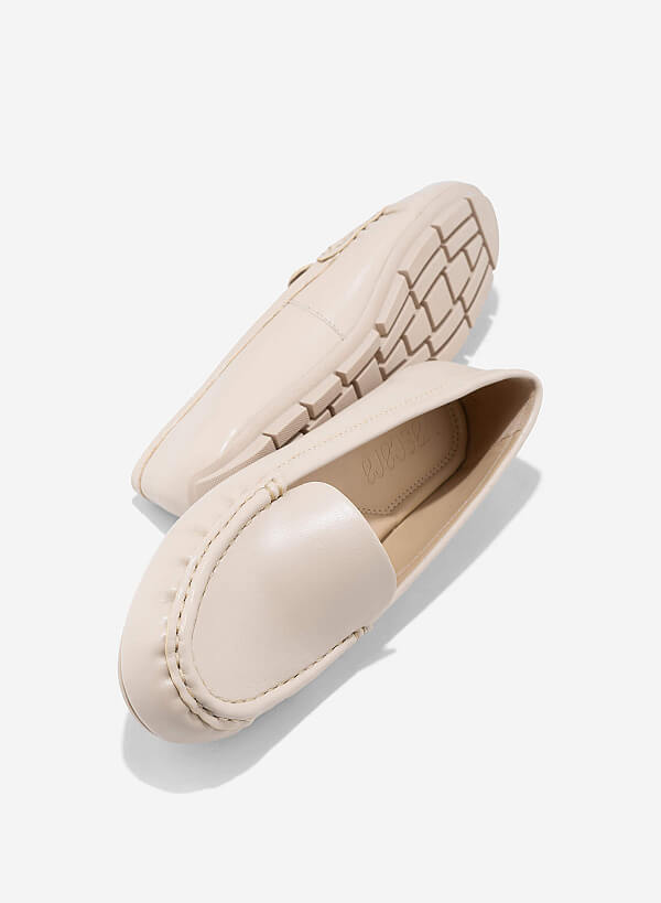 Giày moccasin basic - MOI 0109 - Màu kem - VASCARA