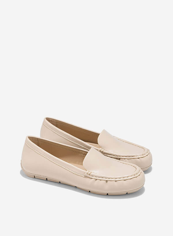 Giày moccasin basic - MOI 0109 - Màu kem - VASCARA