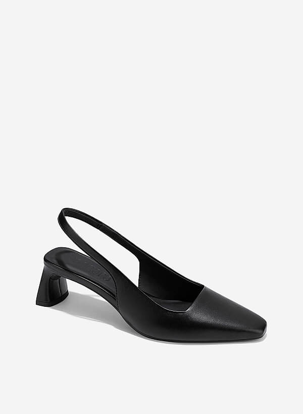 Giày slingback gót trụ - BMN 0671 - Màu đen - VASCARA