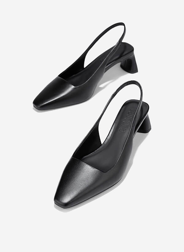 Giày slingback gót trụ - BMN 0671 - Màu đen - VASCARA