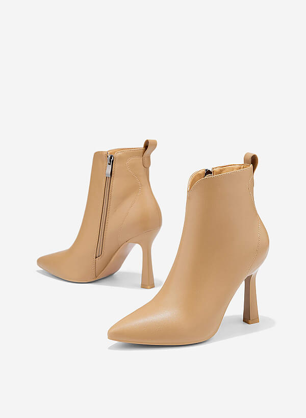 Giày ankle boots cao gót - BOT 0944 - Màu be - VASCARA