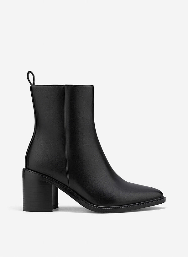 Giày ankle boots gót trụ