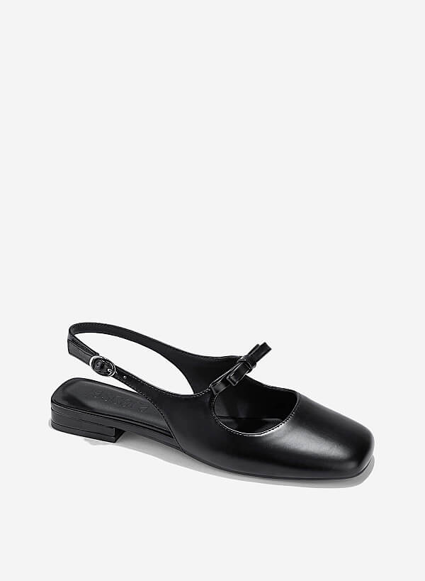 Giày slingback quai nơ cách điệu - BMN 0669 - Màu đen - VASCARA