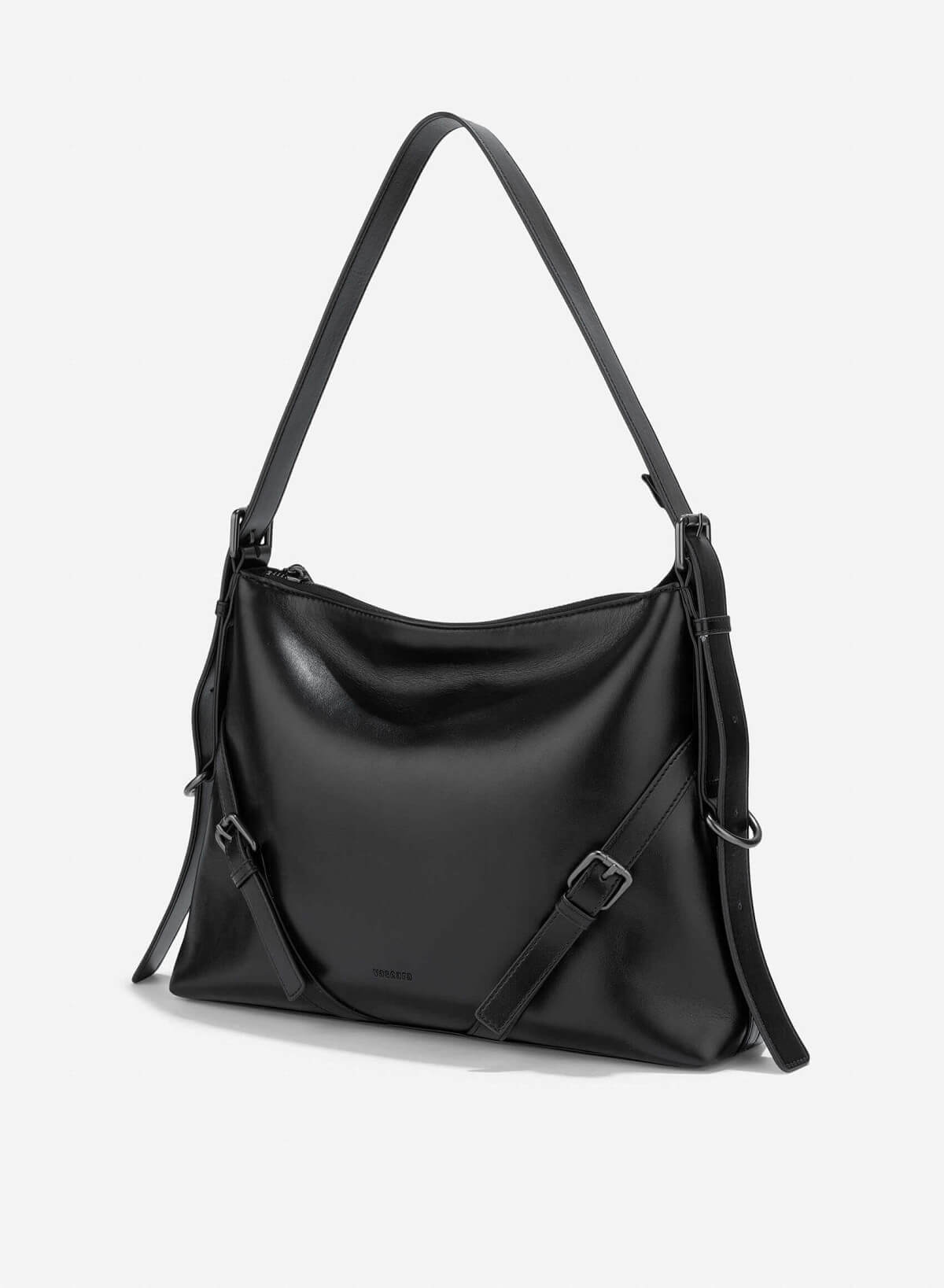 Metal Buckle Shoulder Bag - TTE 0175 - Black - vascara.com